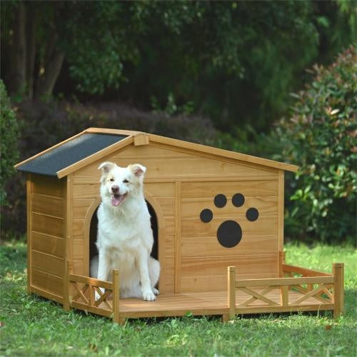 Niche Pour Chien en Bois avec Porche pour l'extérieur