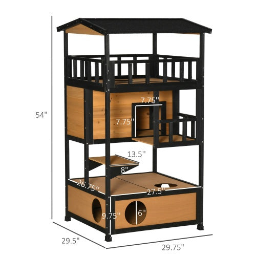 Niche en bois pour chats d'extérieur, Abri pour chats errants, Arbre à chaton
