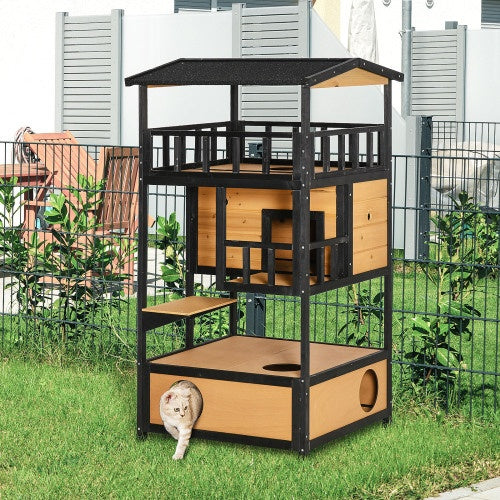 Niche en bois pour chats d'extérieur, Abri pour chats errants, Arbre à chaton