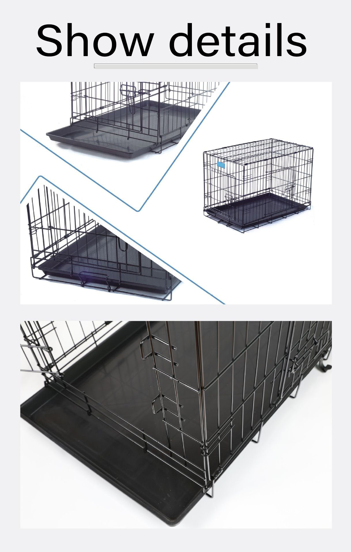 Cage pliable en fil de fer pour grands animaux de compagnie (chat, labrador)