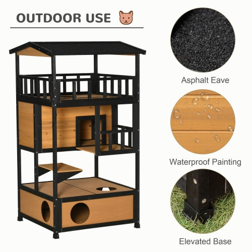 Niche en bois pour chats d'extérieur, Abri pour chats errants, Arbre à chaton
