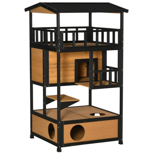 Niche en bois pour chats d'extérieur, Abri pour chats errants, Arbre à chaton