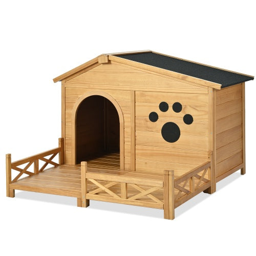 Niche Pour Chien en Bois avec Porche pour l'extérieur