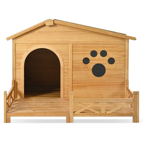 Niche Pour Chien en Bois avec Porche pour l'extérieur
