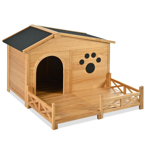 Niche Pour Chien en Bois avec Porche pour l'extérieur