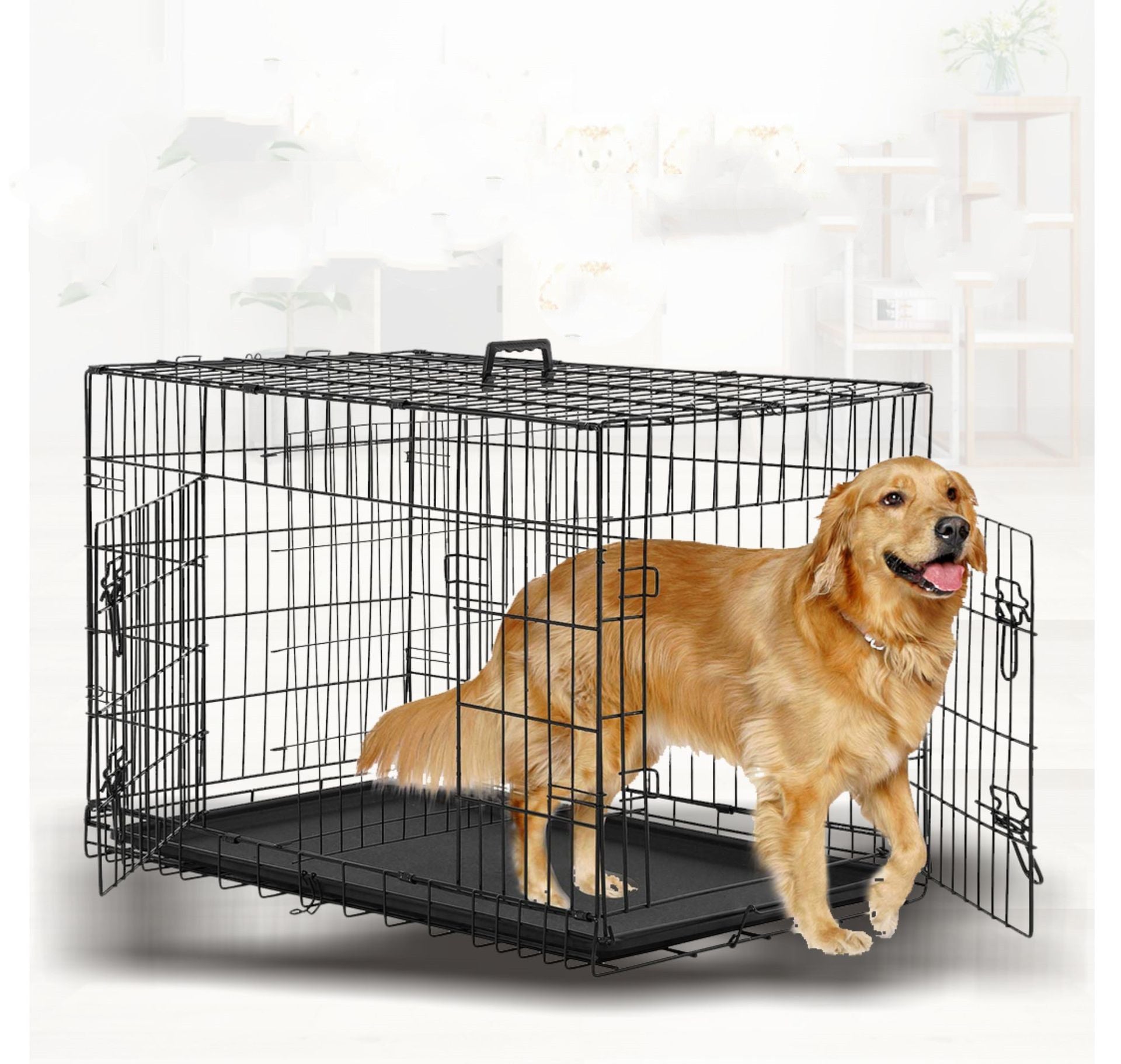 Cage pliable en fil de fer pour grands animaux de compagnie (chat, labrador)