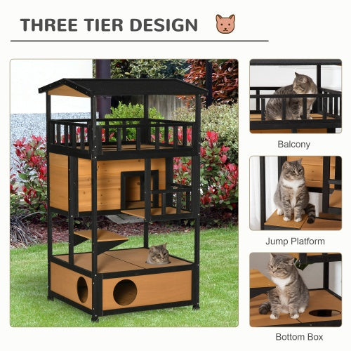 Niche en bois pour chats d'extérieur, Abri pour chats errants, Arbre à chaton