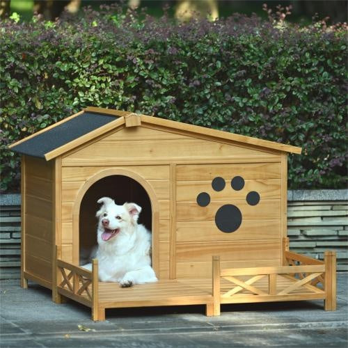 Niche Pour Chien en Bois avec Porche pour l'extérieur