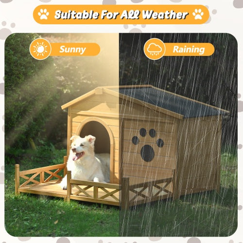 Niche Pour Chien en Bois avec Porche pour l'extérieur